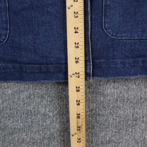 Sezane Jacket Small Antonina Vest Denim Blazer Belted Sleeveless Waistcoat Blue - Picture 10 of 10